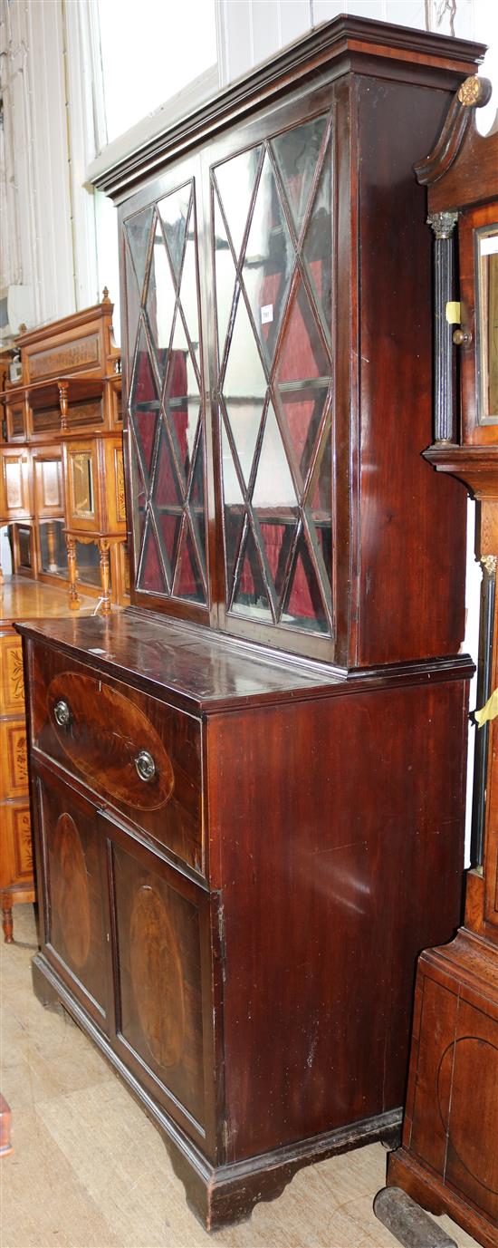 Regency inlaid secretaire bookcase(-)